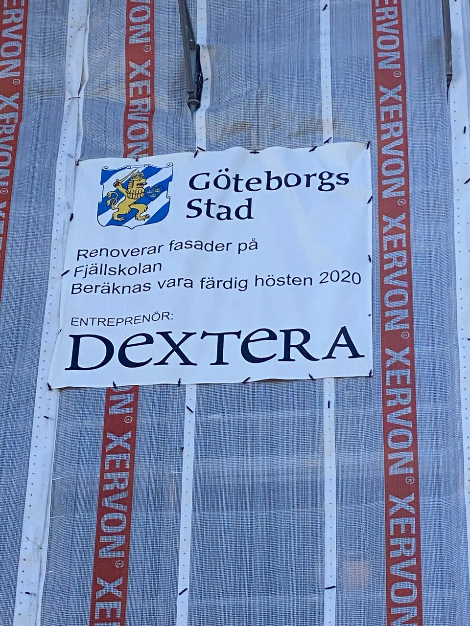 Dextera banderoll byggställning